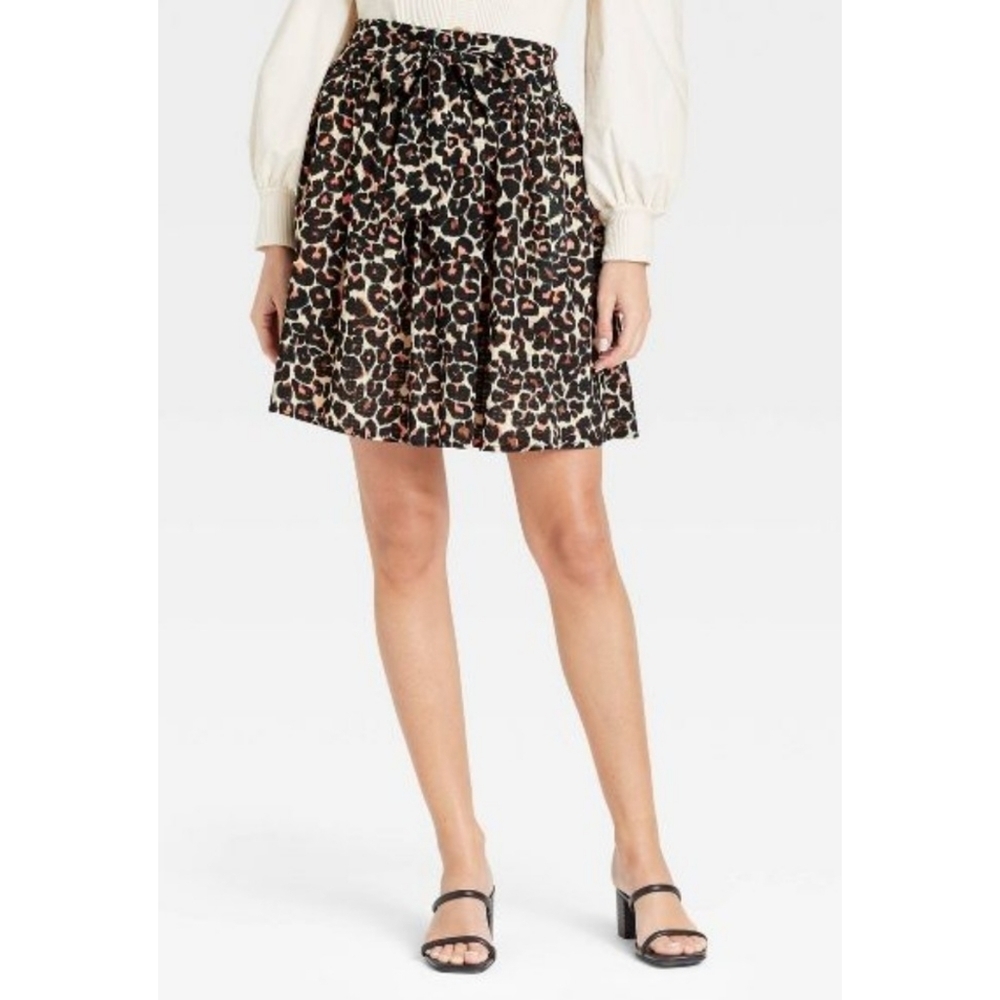 Who What Wear Wide Belt Mini skirt Leopard print Size S